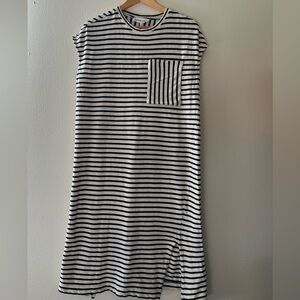 Apiece Apart Navy and Cream Striped Top